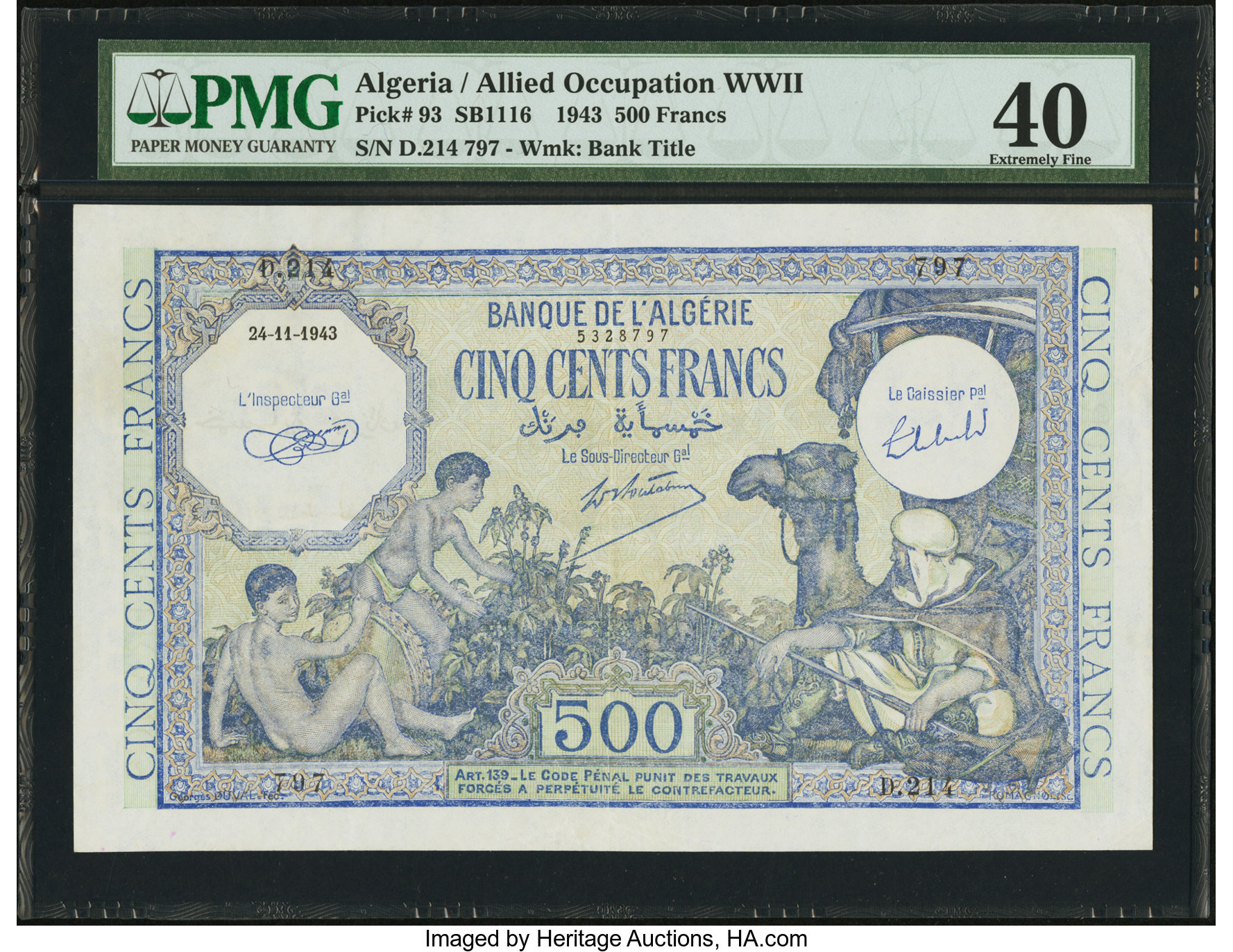 image for: Algeria  500 francs(B136as)