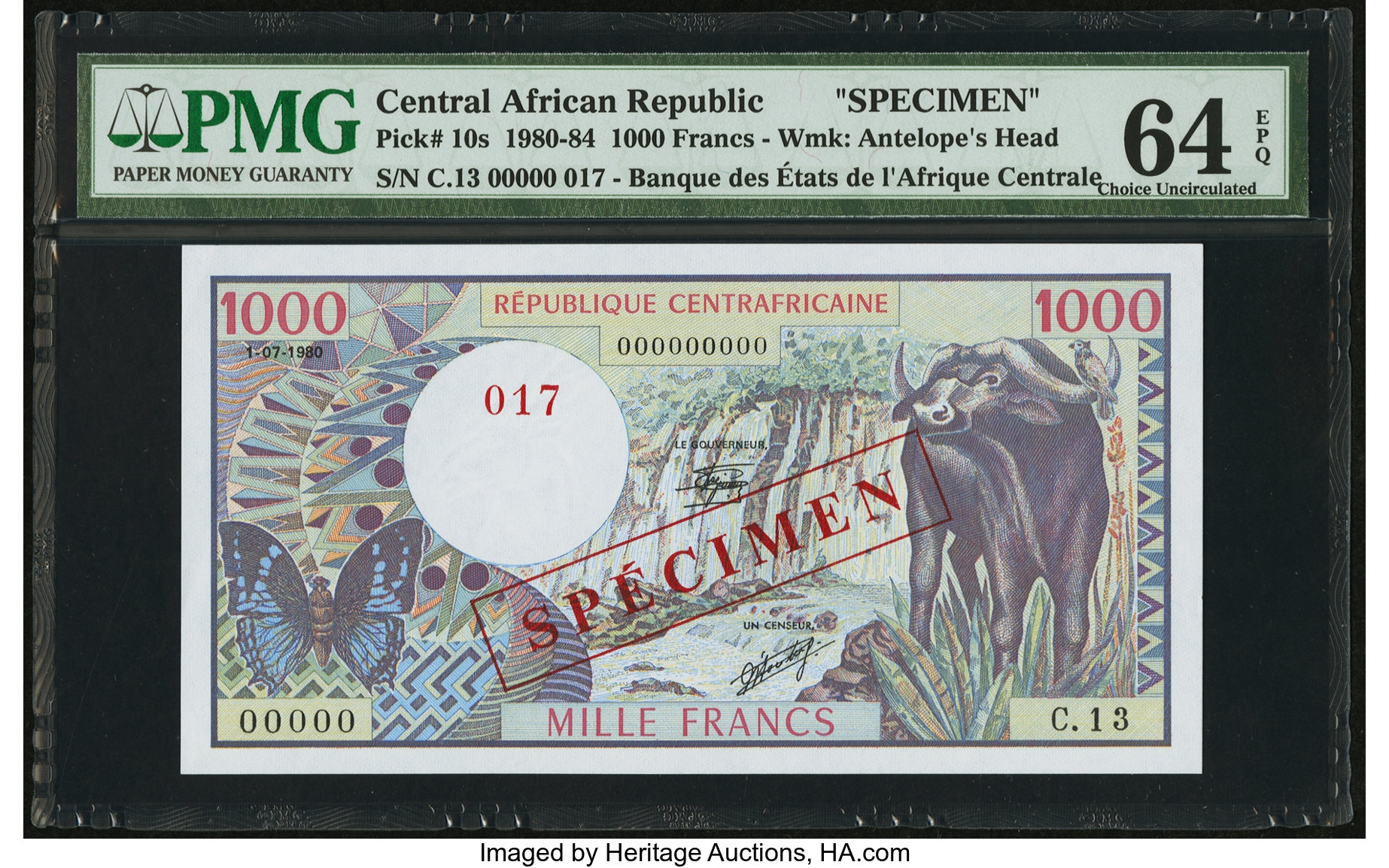 image for: Central African Republic  1,000 francs(B106a)