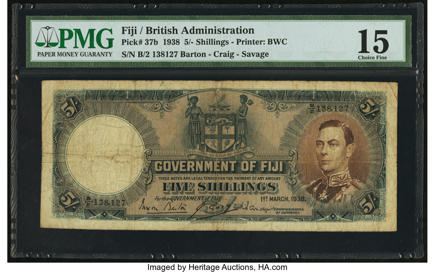 image for: Fiji  5 shillings(B313a)