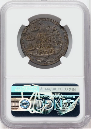 image for: 1778-1779 Rhode Island Ship Token, VLUGTENDE Removed, No Wreath, Brass, MS61 NGC. Betts-562, W-1730, R.4....