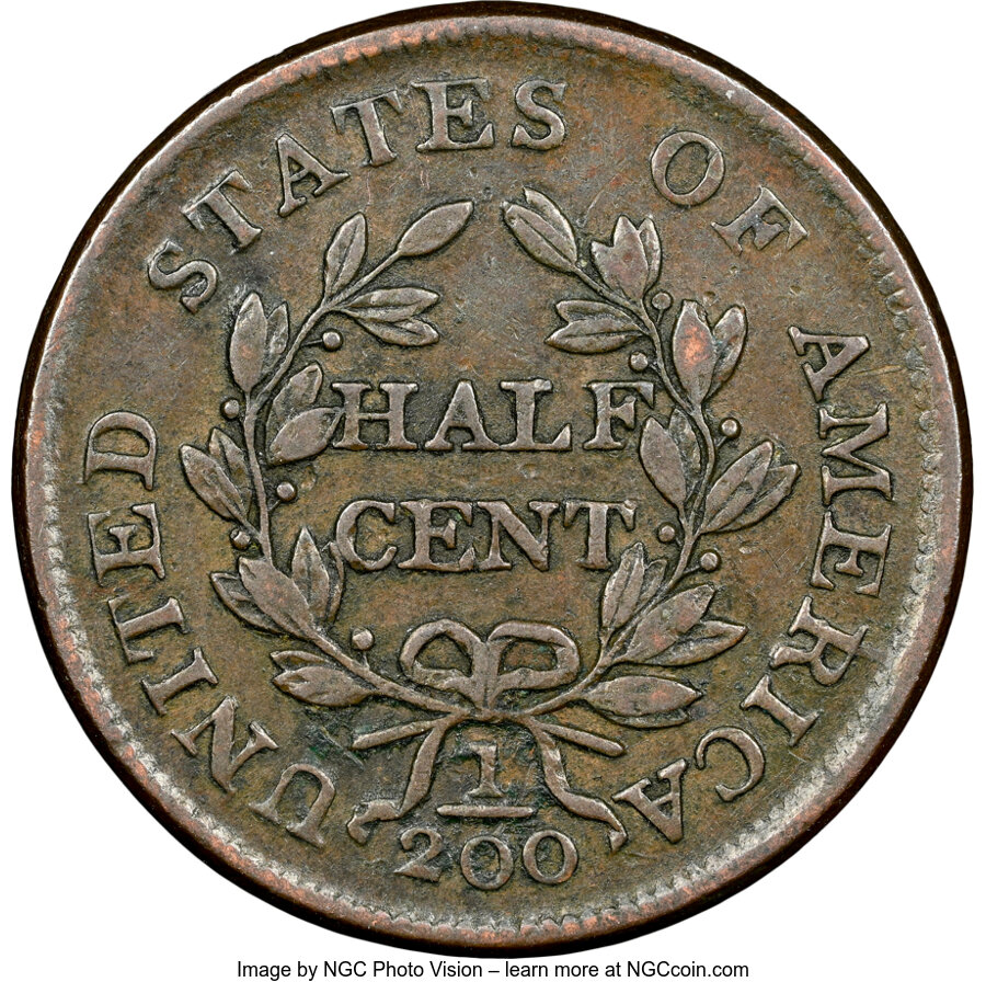 image for: 1804 1/2 C Spiked Chin, C-6, B-6, R.2, XF40 NGC. NGC Census: (29/229). PCGS Population: (5/25). CDN: $495 Whsle. Bid for NG...