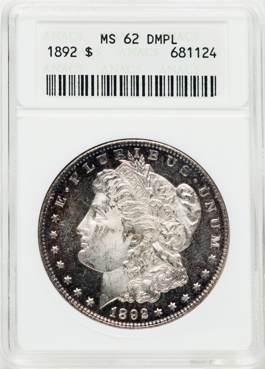 image for: 1892 $1 MS62 Deep Mirror Prooflike ANACS.  ...