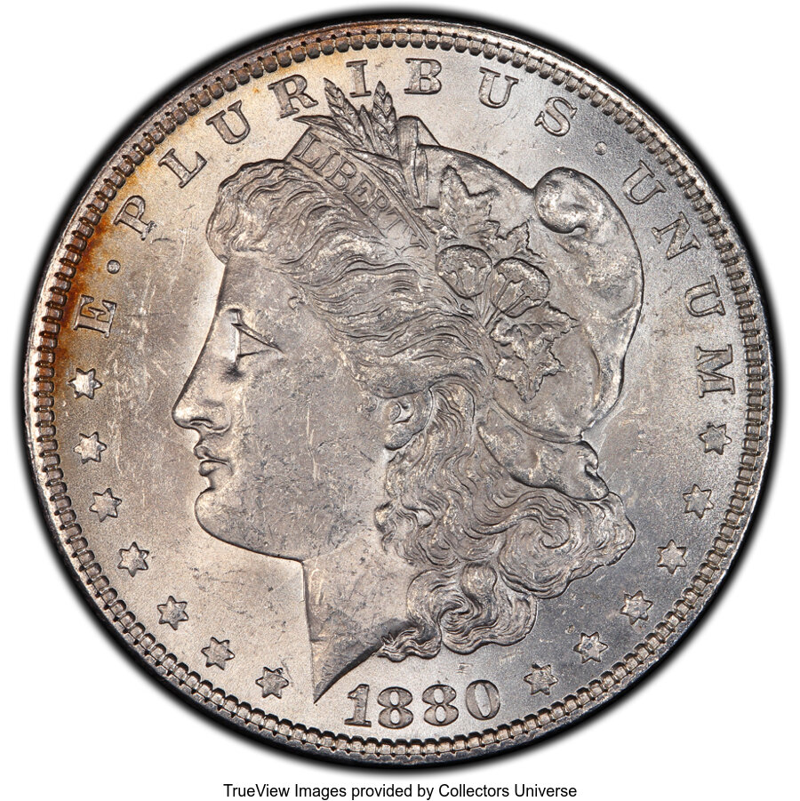 image for: 1880 $1 Clashed "IN," VAM-32A MS62 PCGS. Hit List Variety. PCGS Population: (9/45). NGC Census: (0/0). MS62. ...