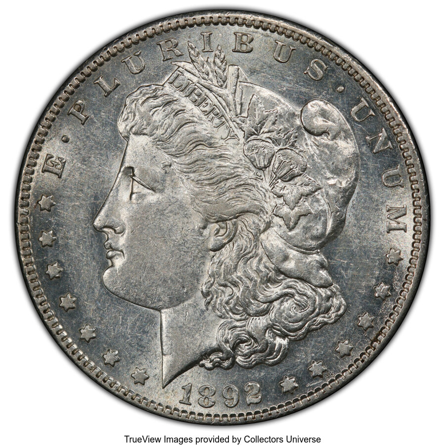 image for: 1892-S $1 Tripled Hair, VAM-8, AU55 PCGS. Hit List Variety. PCGS Population: (2/1 and 0/0+). NGC Census: (0/0 and 0/0+). AU...