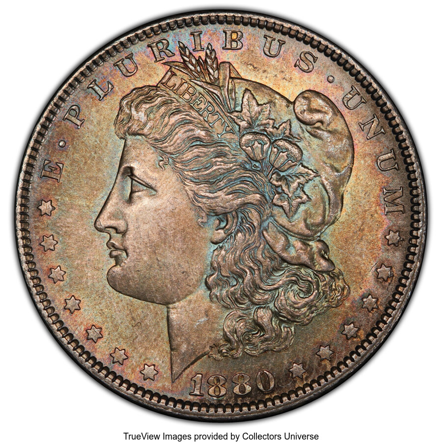 image for: 1880/9 $1 Overdate VAM-25 0/9, Hit List 40, MS64 PCGS. PCGS Population: (24/16 and 1/2+). NGC Census: (0/0 and 0/0+). MS64....
