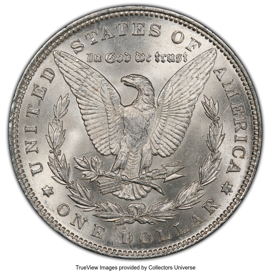 image for: 1889 $1 VAM-5A, Pitted Reverse MS62 PCGS. Hit List Variety. PCGS Population: (9/23 and 0/0+). NGC Census: (0/0 and 0/0+). M...