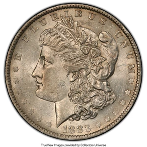image for: 1883-O $1 Partial E on Reverse, VAM-22A, Hot 50, AU58 PCGS. PCGS Population: (10/73 and 0/1+). NGC Census: (0/0 and 0/0+). ...