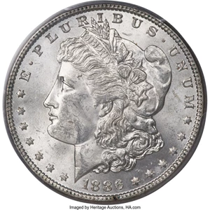 image for: 1886 $1 Doubled Date, VAM-20, Hot 50, MS63 PCGS. PCGS Population: (11/7). NGC Census: (4/2). CDN: $850 Whsle. Bid for NGC/P...