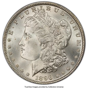 image for: 1896 $1 8 in Denticle, VAM-19, MS67 PCGS. Top 100 Variety. PCGS Population: (4/0 and 0/0+). NGC Census: (0/0 and 0/0+). MS6...