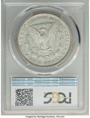 image for: 1880 $1 8/7 Ears, VAM-8, AU50 PCGS. Top 100 Variety. PCGS Population: (6/17). NGC Census: (4/5). AU50. ...