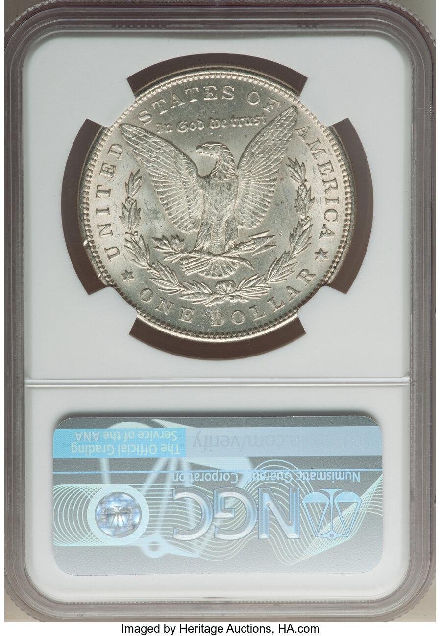 image for: 1889 $1 Pitted & Clashed, VAM-5B, Hit List 40, MS62 NGC. NGC Census: (0/0). PCGS Population: (18/18). MS62....