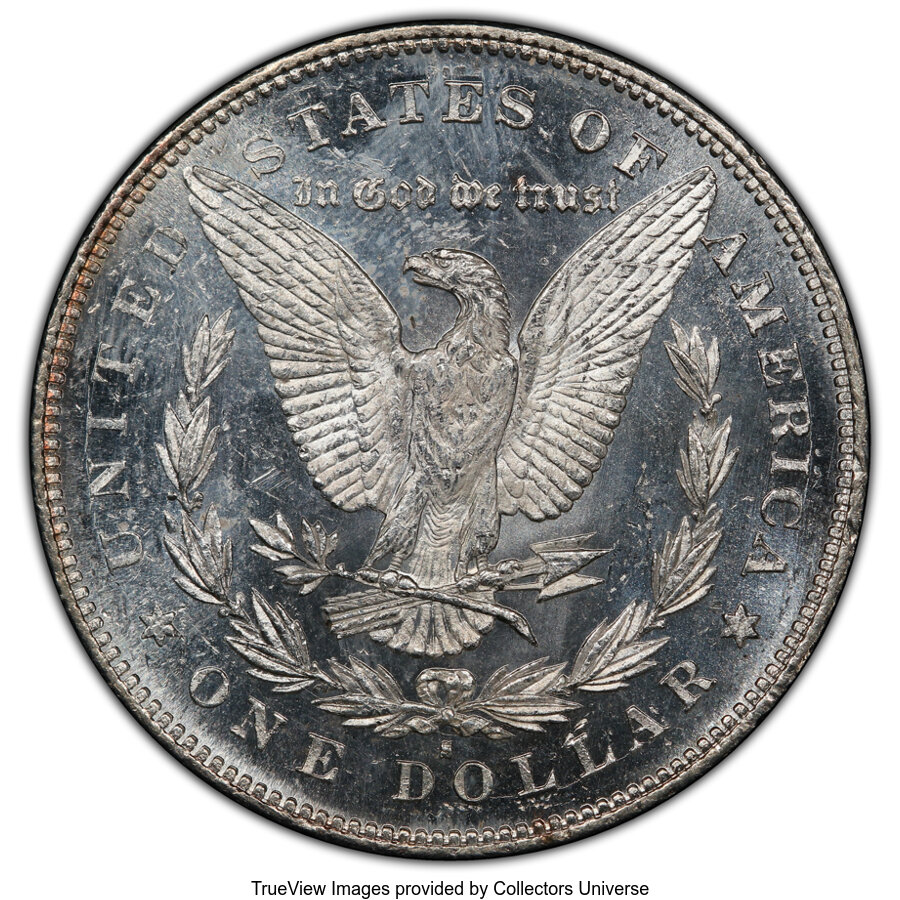 image for: 1879-S $1 Reverse of 1878, VAM-51, MS62 Prooflike PCGS. Top 100 Variety. PCGS Population: (3/8 and 0/0+). NGC Census: (0/0 ...