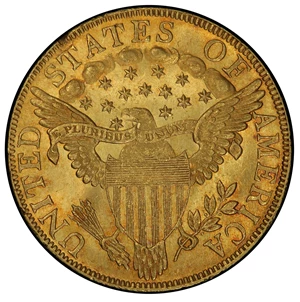 image for: 1799 Capped Bust Right Eagle. Bass Dannreuther-7. Rarity-3. Small Obverse Stars. Mint State-64+ (PCGS).