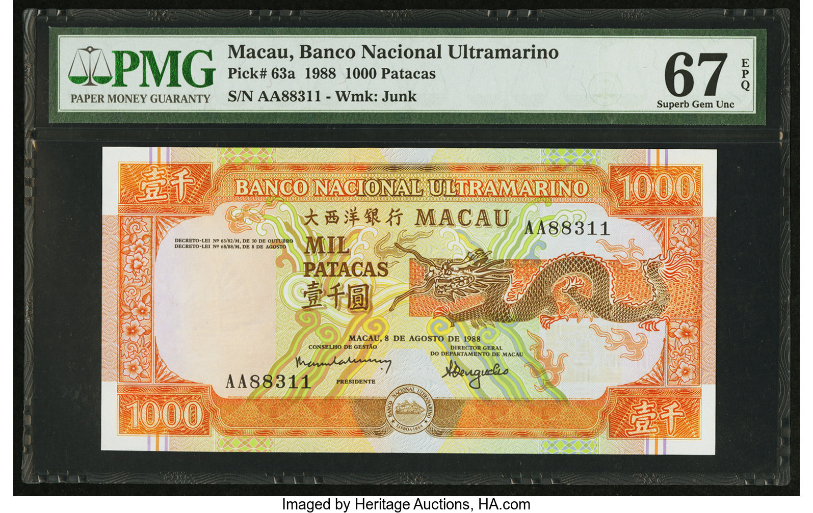 image for: Macau  1,000 patacas (B066a)