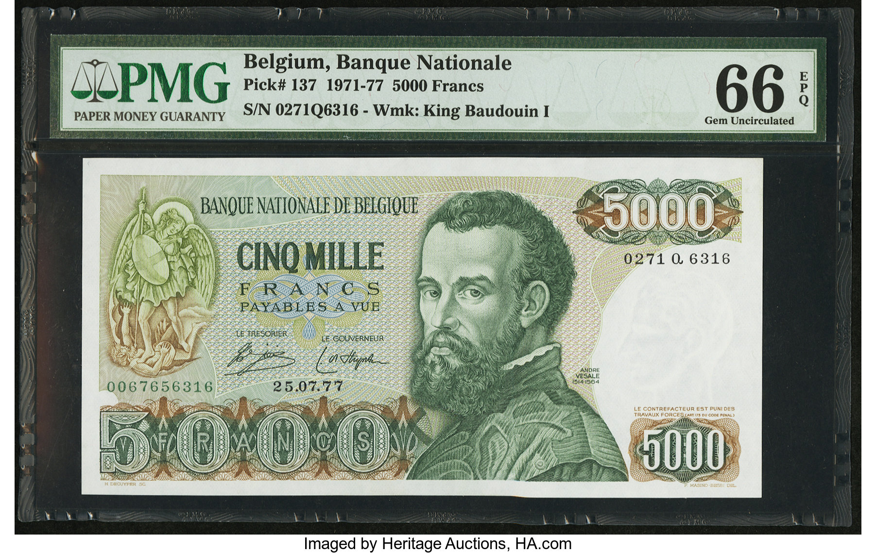 image for: Belgium  5,000 francs (B584as)
