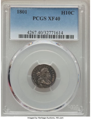 image for: 1801 H10C V-2, LM-2, R.4, XF40 PCGS....