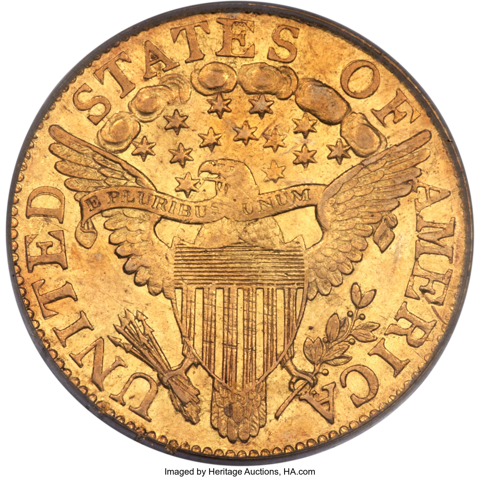 image for: 1806 $5 Pointed 6, 8x5 Stars, BD-1, R.4, AU53 PCGS. CAC....