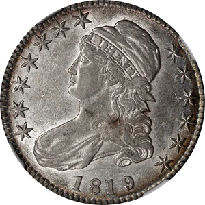 image for: 1819/8 Capped Bust Half Dollar. O-101. Small 9. AU-53 (NGC).