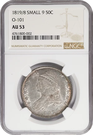 image for: 1819/8 Capped Bust Half Dollar. O-101. Small 9. AU-53 (NGC).