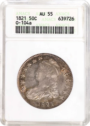 image for: 1821 Capped Bust Half Dollar. O-104a. AU-55 (ANACS). OH.