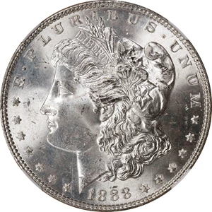 image for: 1888 Morgan Silver Dollar. VAM-16A. Hot 50 Variety. Doubled Die Reverse, Wreath & Gouge. MS-64 (NGC). CAC.