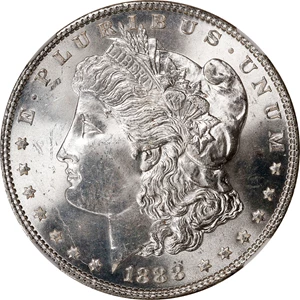 image for: 1888 Morgan Silver Dollar. VAM-16A. Hot 50 Variety. Doubled Die Reverse, Wreath & Gouge. MS-64 (NGC). CAC.