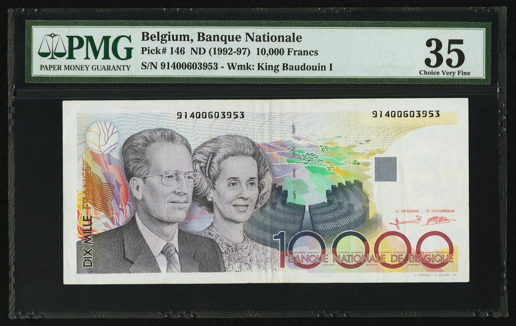 image for: Belgium  10,000 francs (B589a)