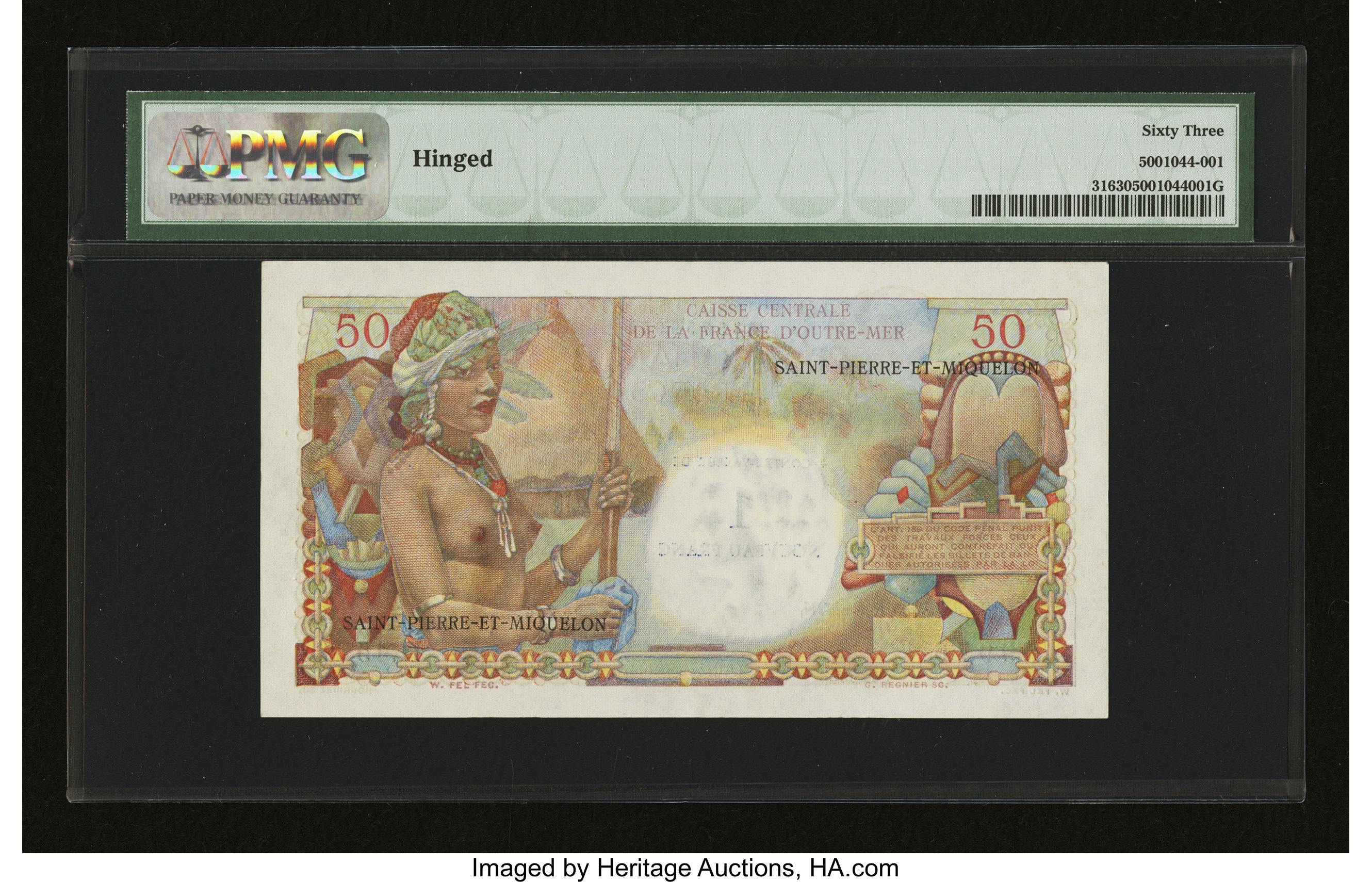 image for: Saint Pierre and Miquelon  1 nouveau franc on 50 francs(B517a)
