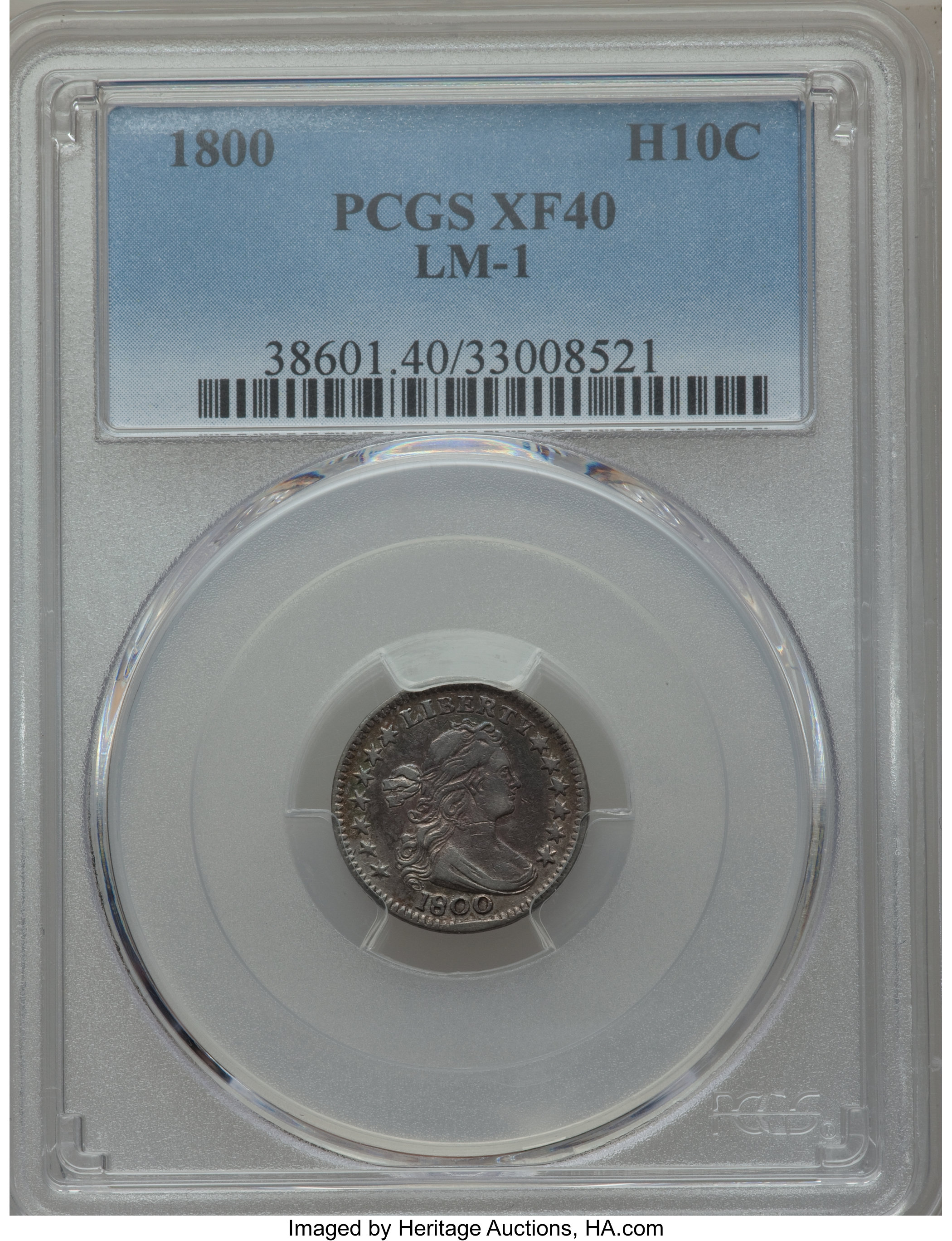 image for: 1800 H10C V-1, LM-1, R.3, XF40 PCGS....