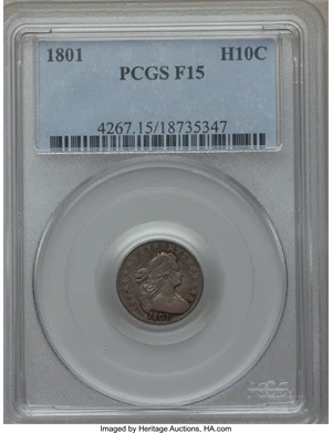 image for: 1801 H10C V-1, LM-2, R.4, Fine 15 PCGS....