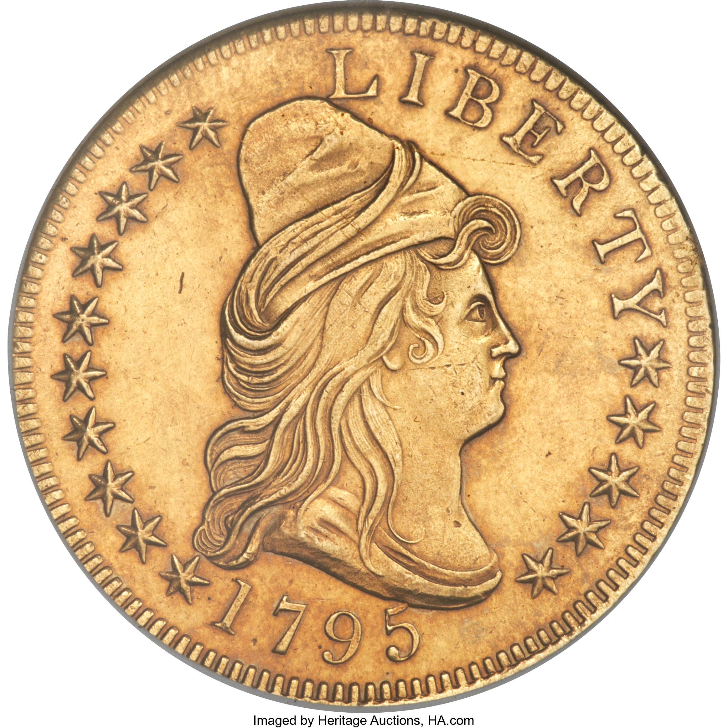 image for: 1795 $10 13 Leaves, BD-2, High R.4 -- Repaired -- ANACS. AU50 Details....