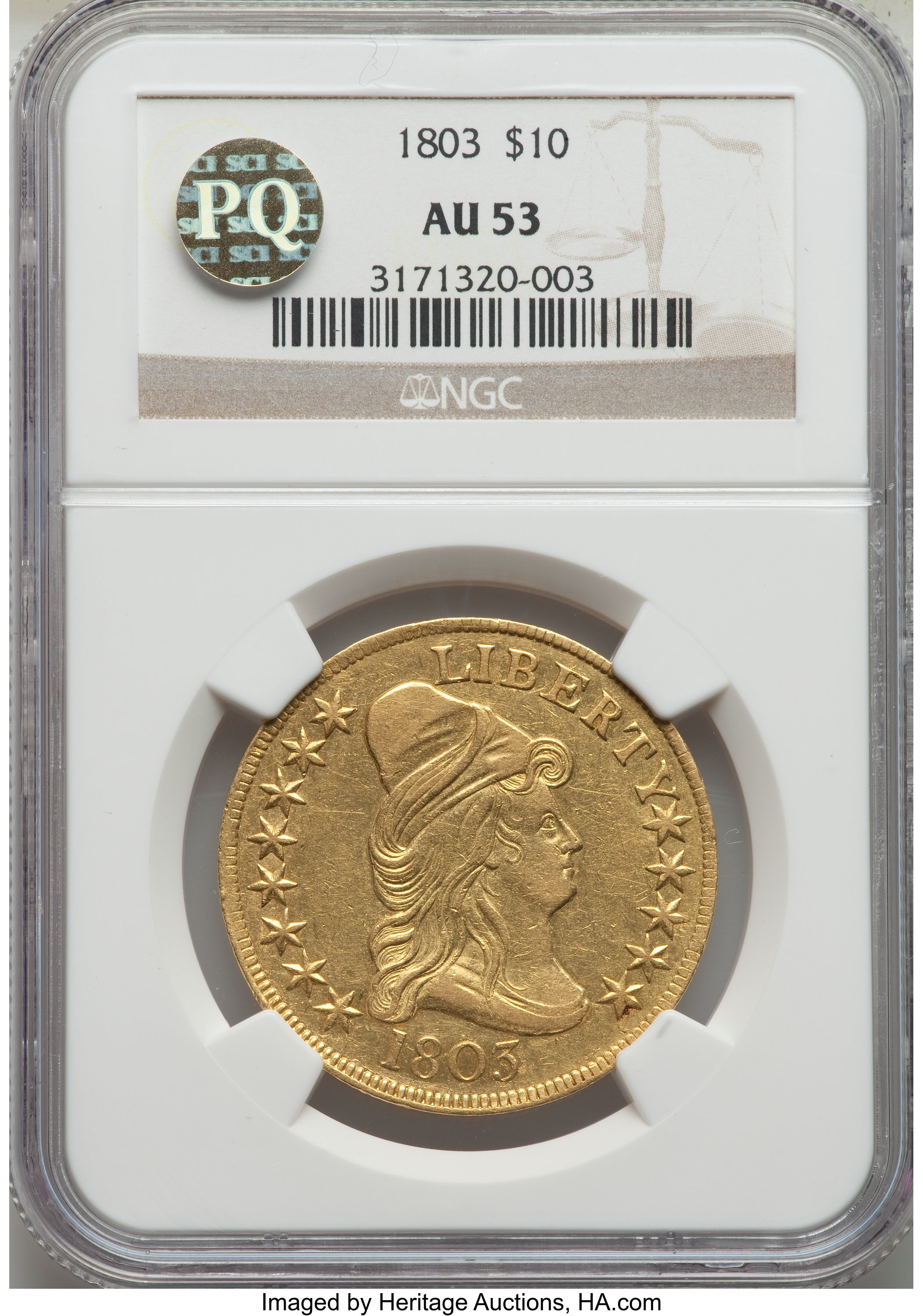 image for: 1803 $10 Small Reverse Stars, BD-1, High R.5, AU53 NGC....
