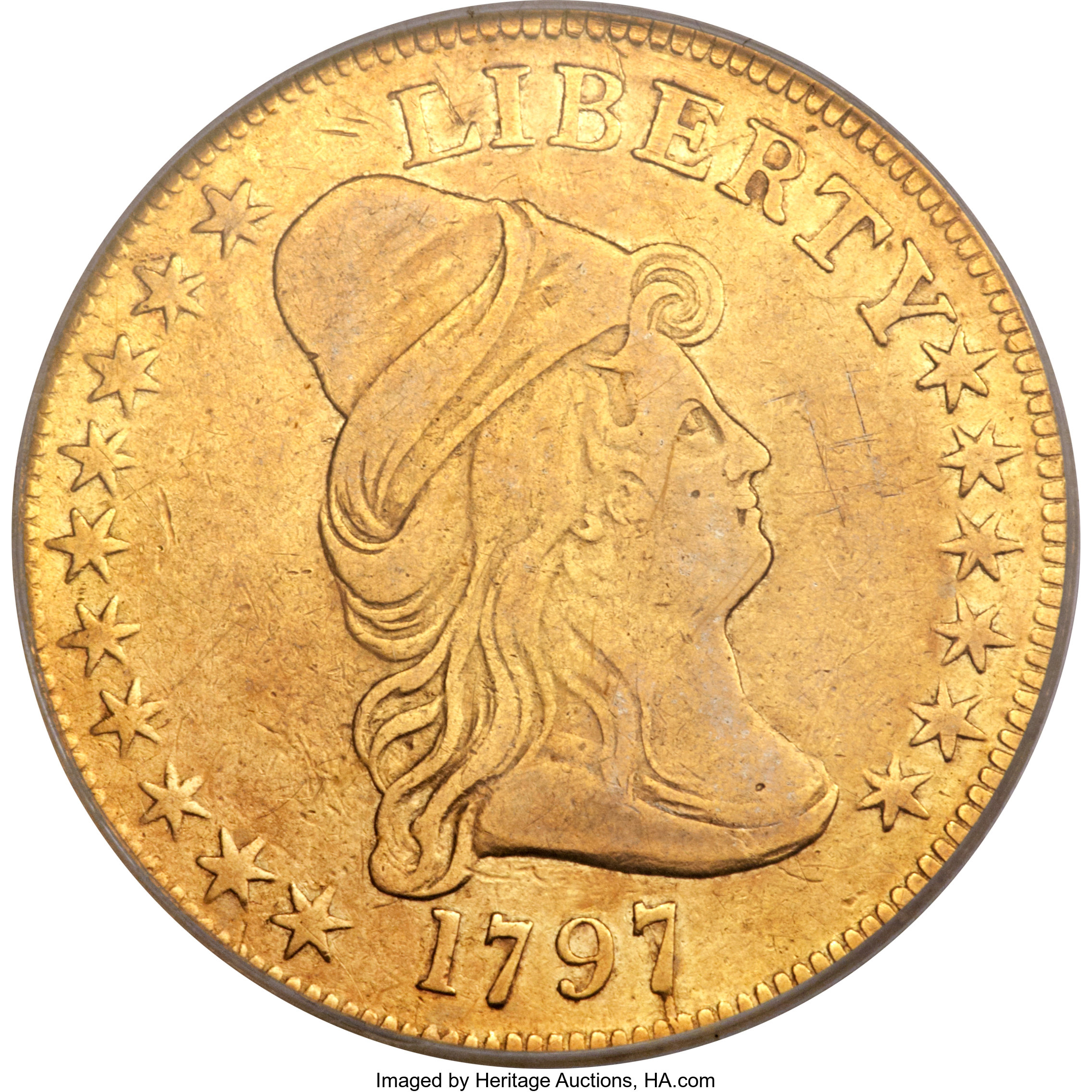 image for: 1797 $10 Large Eagle, BD-2, High R.4, Fine 15 PCGS....