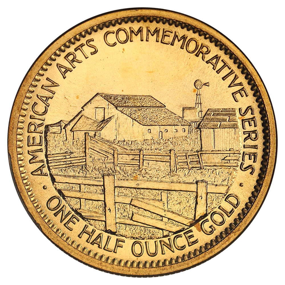 image for: 1984 Medal John Steinbeck 1/2 oz PCGS MS66 (Gold) ex: D.L. Hansen 