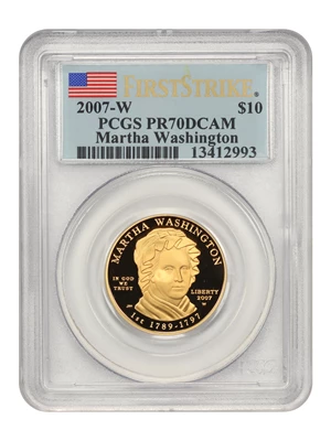image for: 2007-W Martha Washington $10 PCGS Proof 70 DCAM (First Strike)
