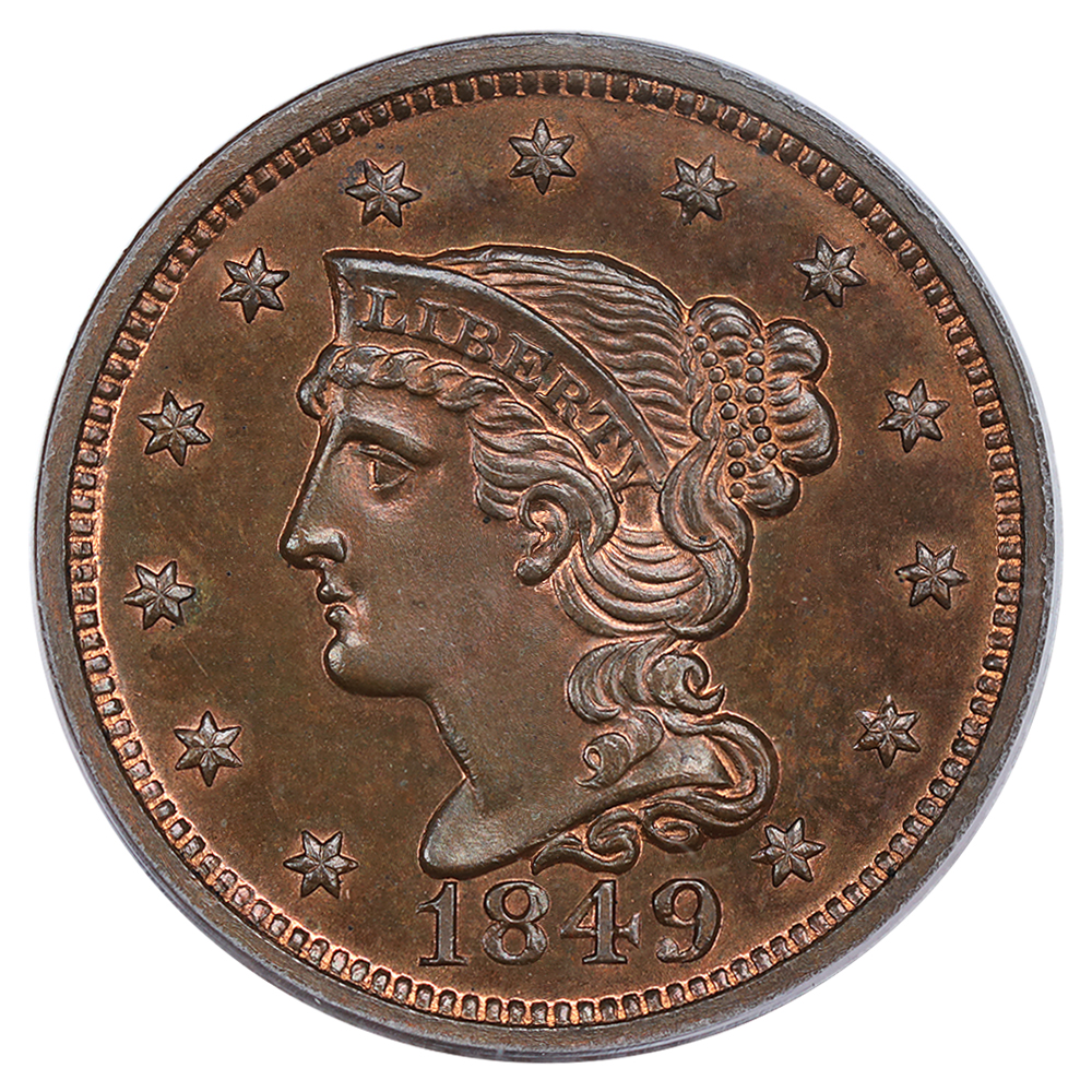 image for: 1849 1c PCGS/CAC Proof 65 RB (N-18) ex: Dan Holmes