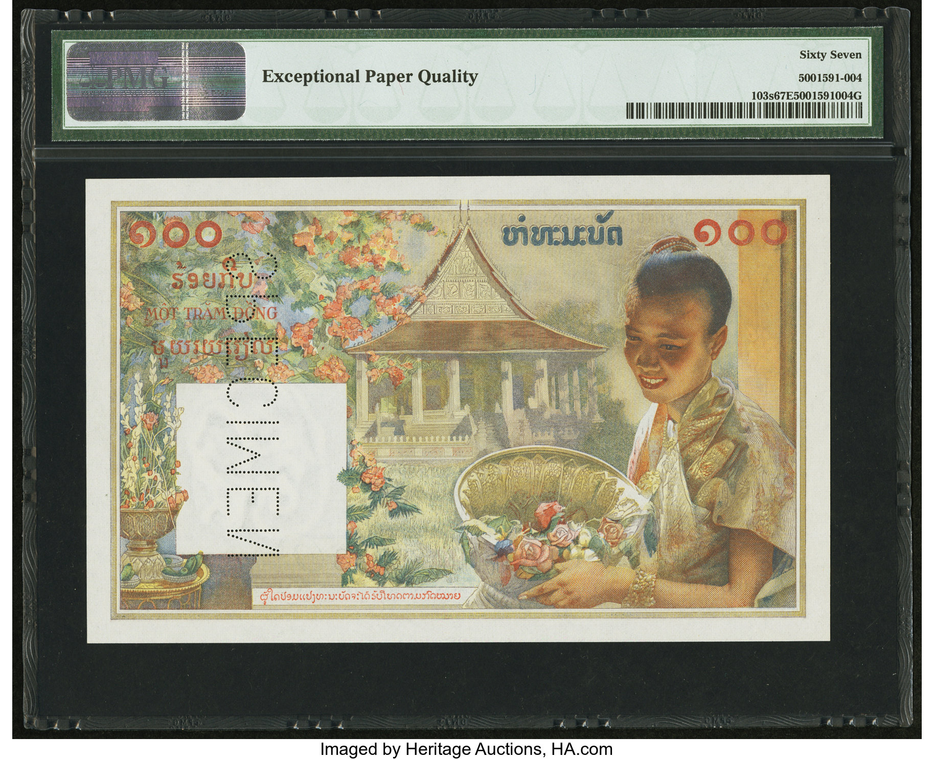 image for: French Indo-China  100 dollars = 100 piastres(B110a)