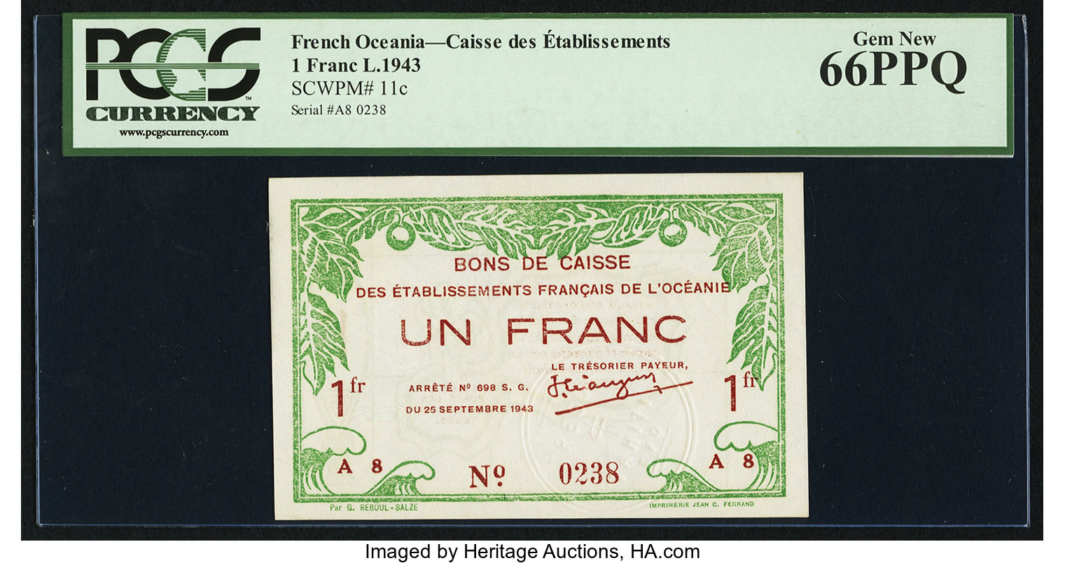 image for: French Oceania  1 franc(B802b)