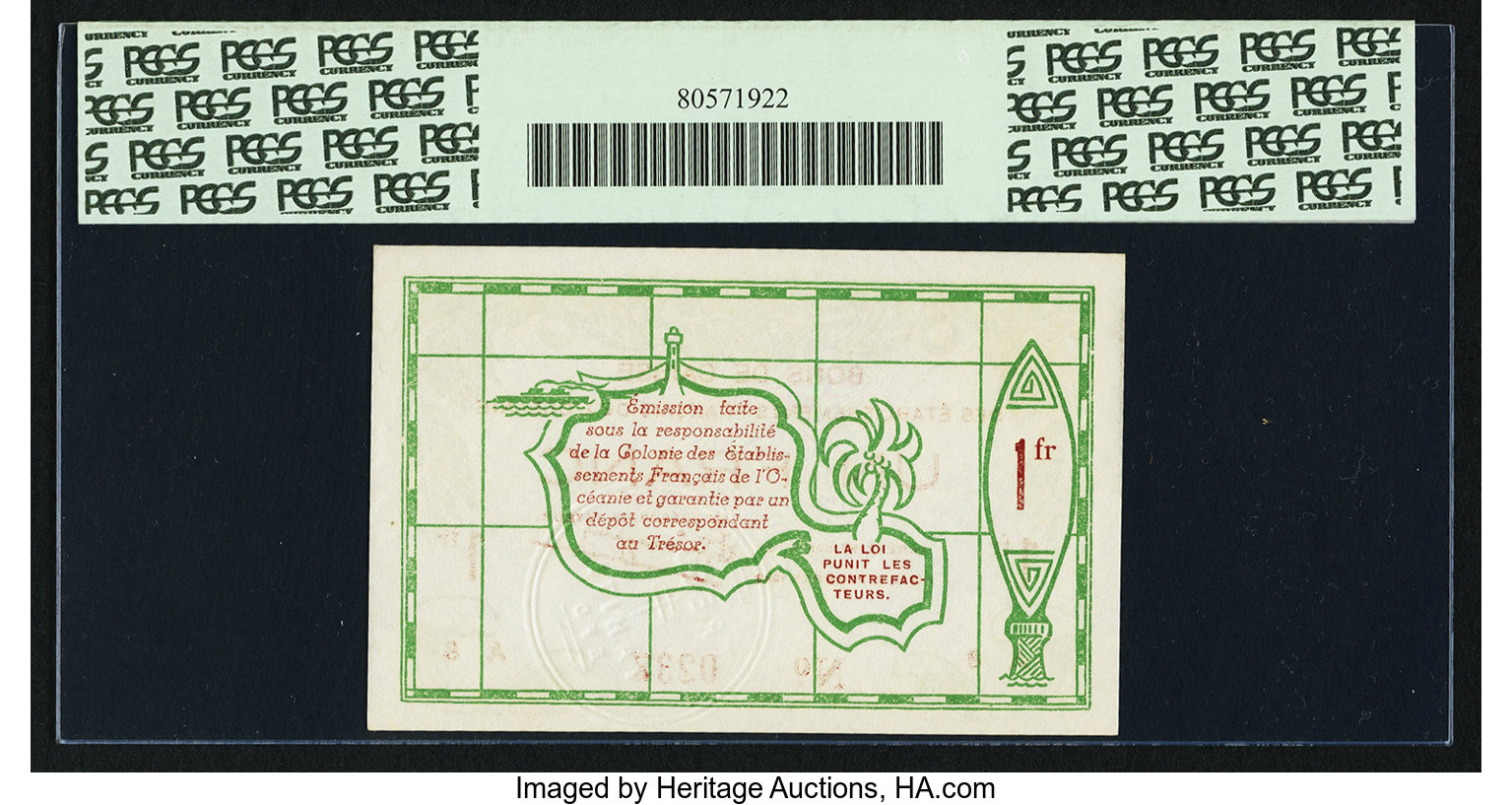image for: French Oceania  1 franc(B802b)