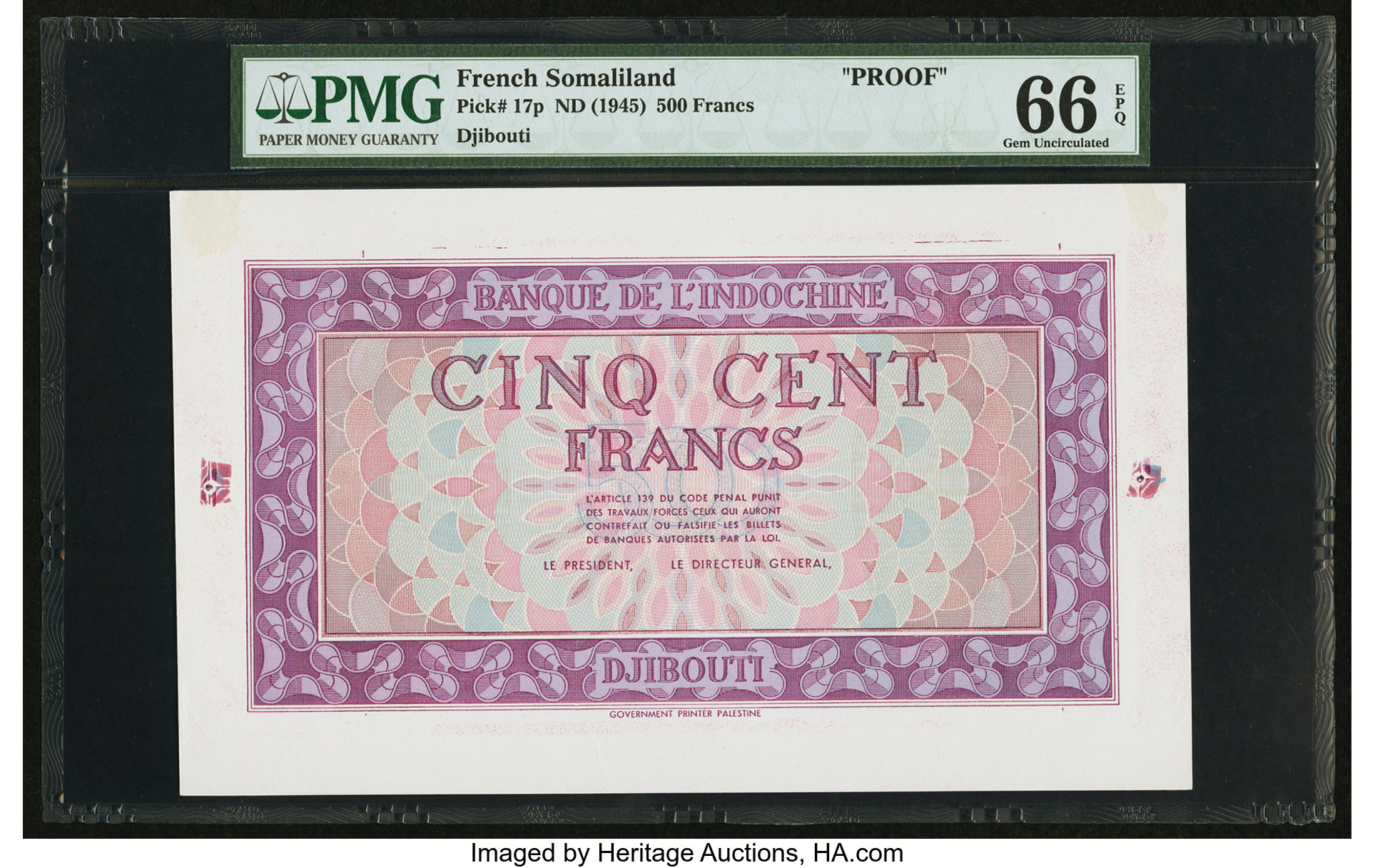 image for: French Somaliland  500 francs(B129a)