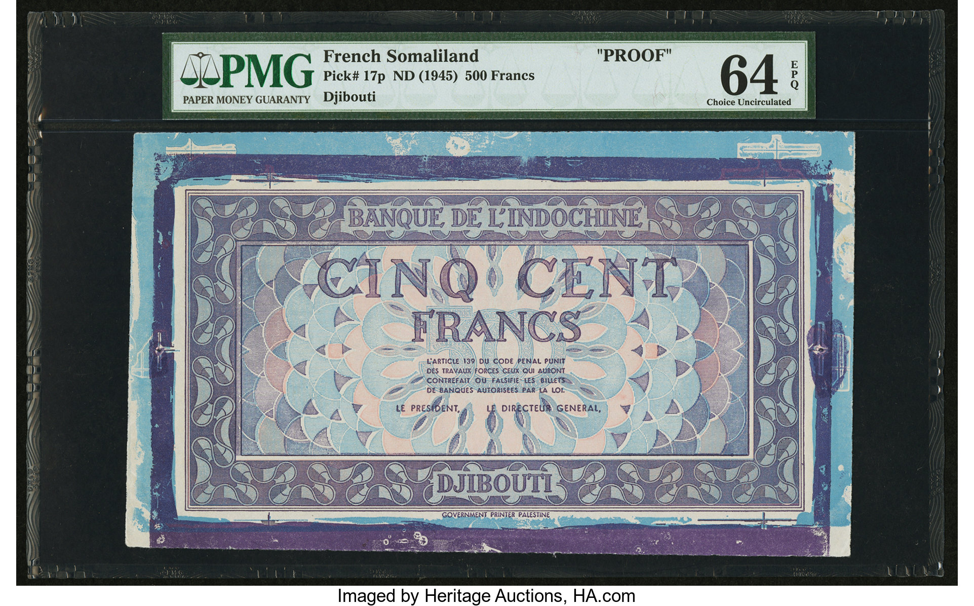 image for: French Somaliland  500 francs(B129a)