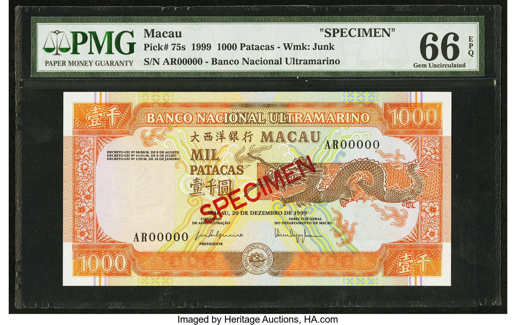 image for: Macau  1,000 patacas (B067f)