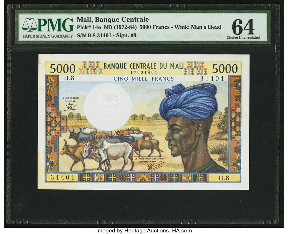 image for: Mali  5,000 francs(B204d)