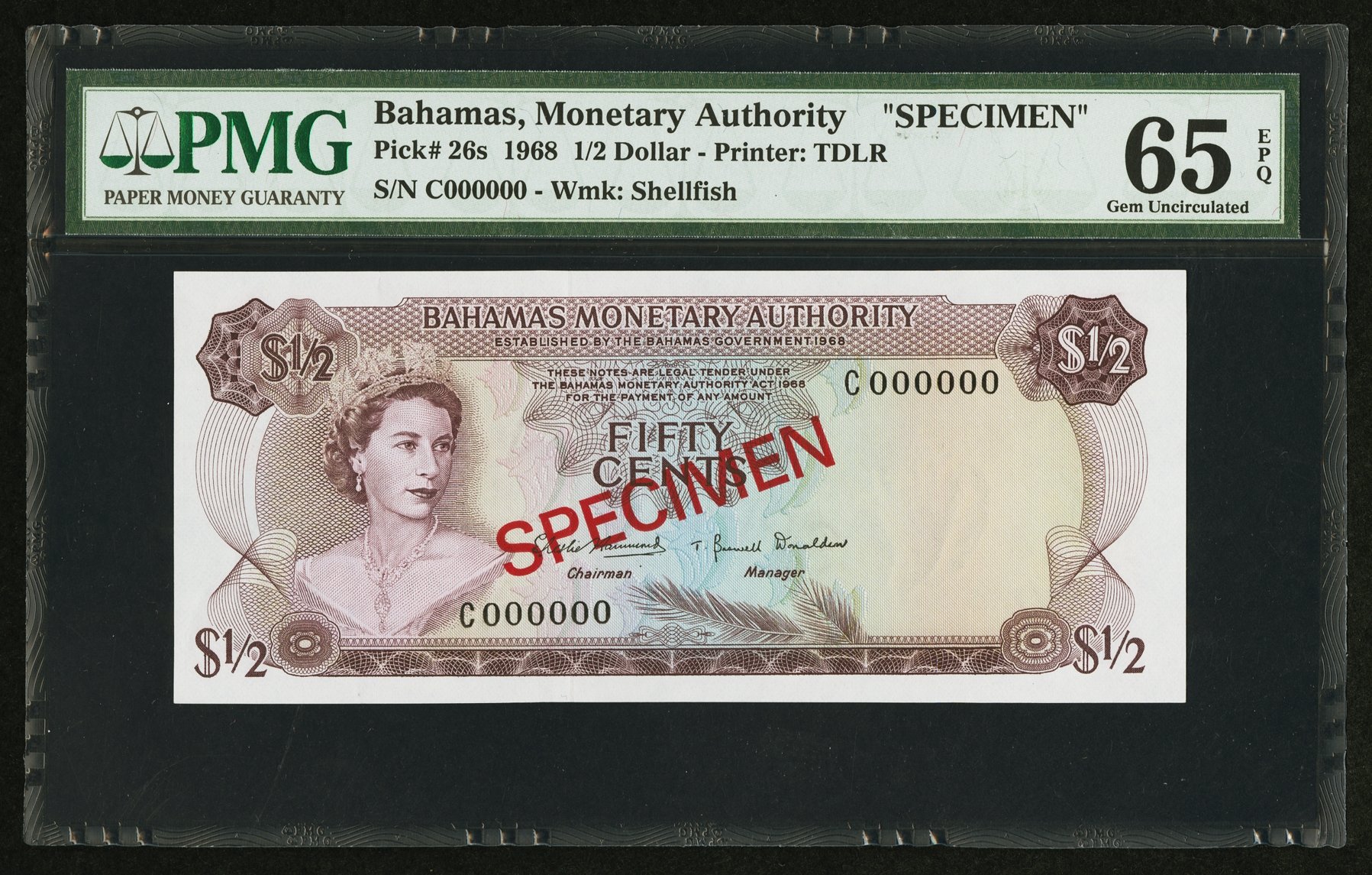 image for: Bahamas  1/2 dollar (B201a)