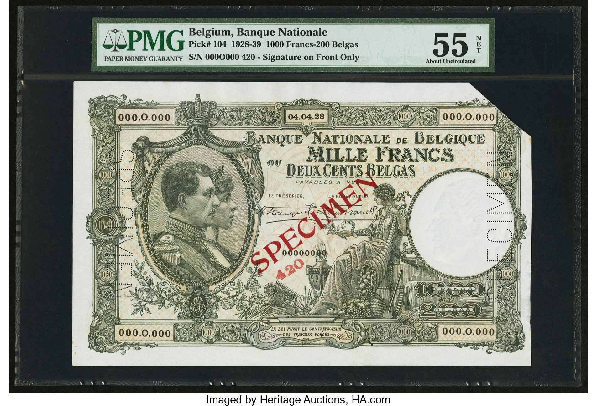 image for: Belgium  1,000 francs / 200 belgas (B565as2)