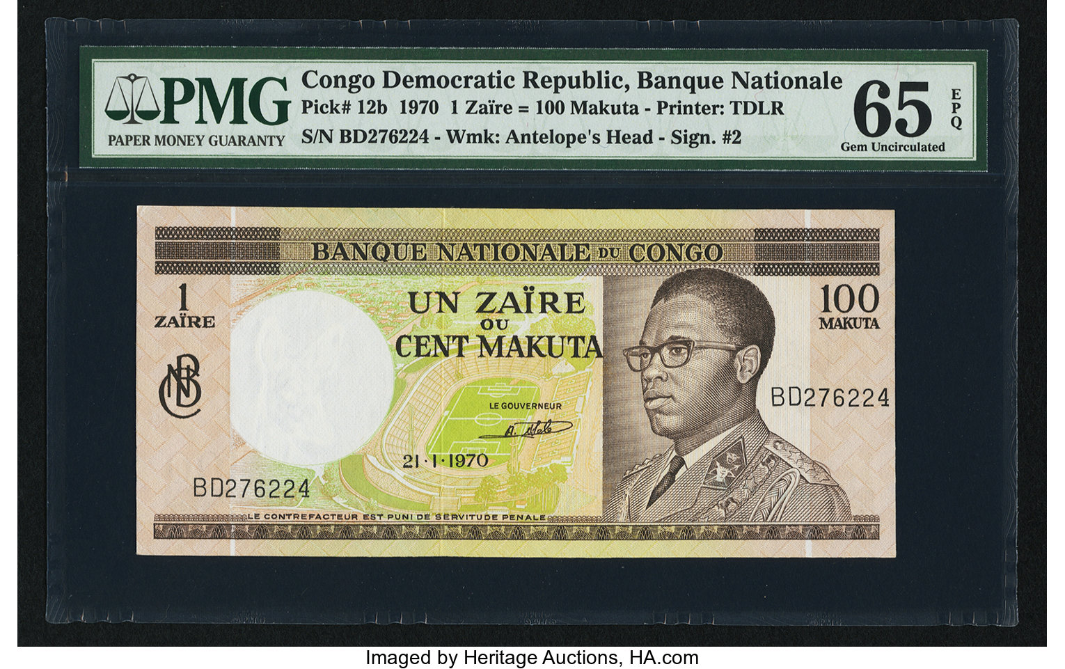 image for: Congo Democratic Republic  1 za?re / 100 makuta(B209a)