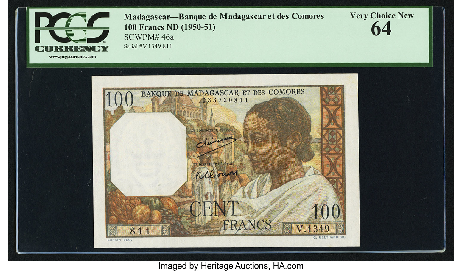 image for: Madagascar and Comoros  100 francs(B102b)