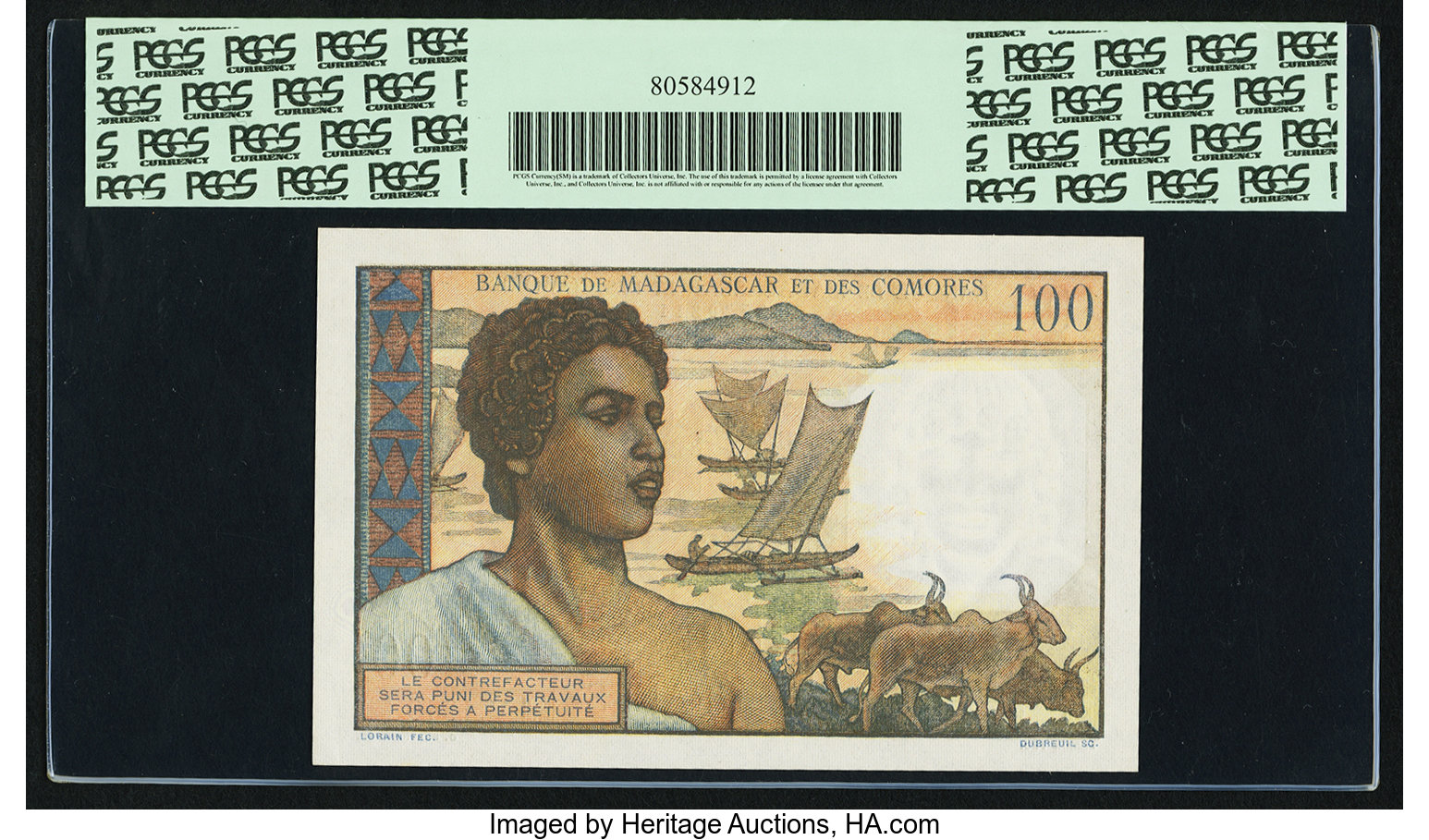 image for: Madagascar and Comoros  100 francs(B102b)