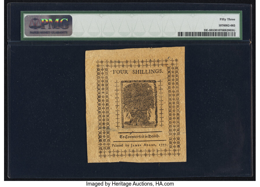 image for: Delaware May 1, 1777 4s PMG About Uncirculated 53....