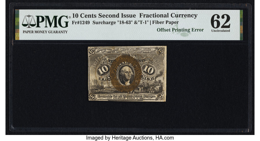 image for: Fr. 1249 10¢ Second Issue PMG Uncirculated 62....